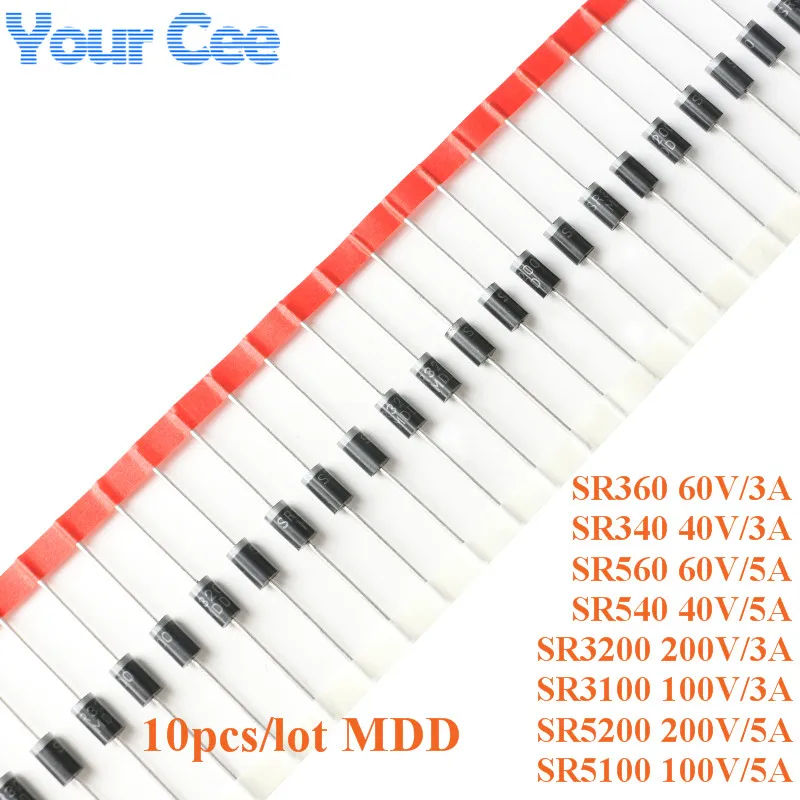 10pcs Schottky Rectifier Diode SR5200 SR5100 SR560 SR540 SR3200 SR3100 ...