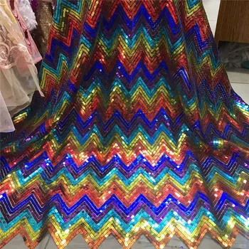 

MulticolorNigerian Sequin Net Laces 2018 High Quality Sequins French Net Lace,African Tulle Mesh Sequence Lace Fabric For Dress
