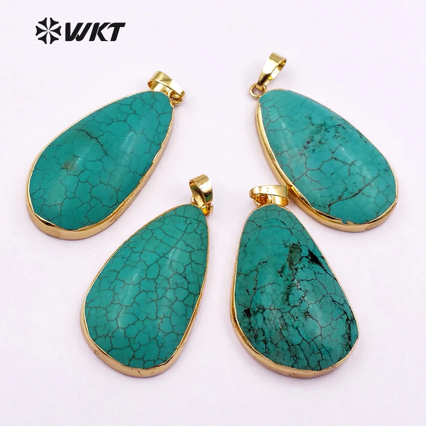 WT P913 5pcs Howlite teardrop stone pendant 30mm natural howlite with