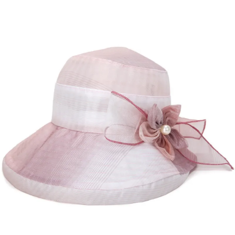 أزياء الصيف فستان زهري قبعة للنساء الصلبة الكورية طوي الشمس قبعة في الهواء الطلق فوق البنفسجية حماية شاطئ كاب الإناث الشمس Gorras