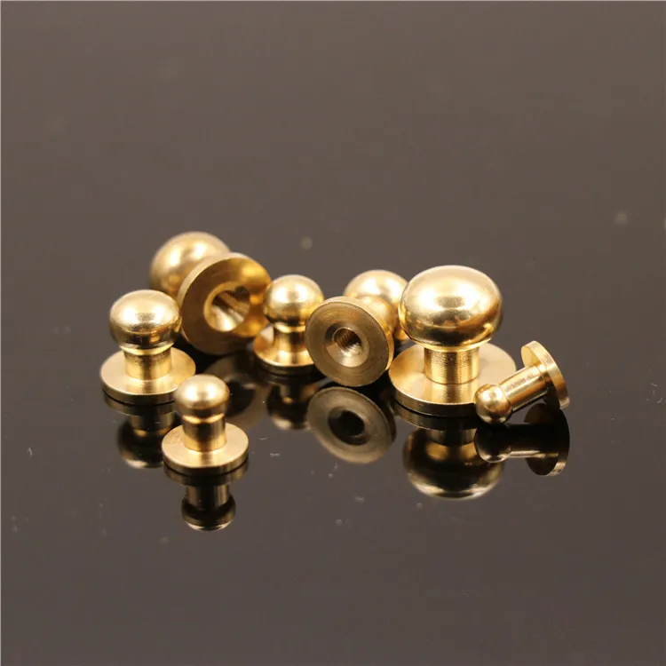 10pcs solid brass button nail rivet screws buckle for package handbag