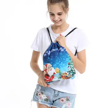 

Christmas Candy Backpacks Gift Bag Bundle Pocket Santa Claus Snowman Printed Drawstring Bags Backpack Drop Shipping Wholesale #Y