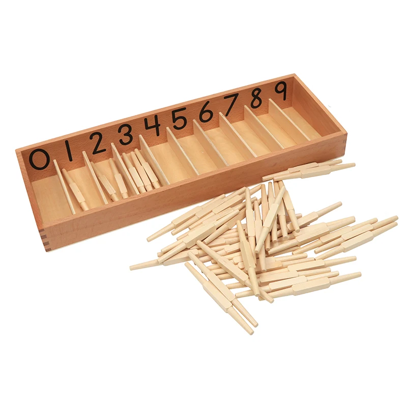 Baby Toy Montessori Standard Spindle Box With 45 Spindles Math Learning