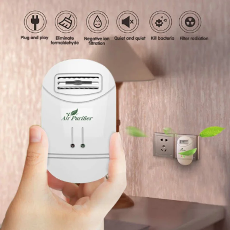 

Mini Air Purifier Cleaner Plug In Negative Ionizer Generator Remove Formaldehyde Smoke Dust Purification for Home 220V