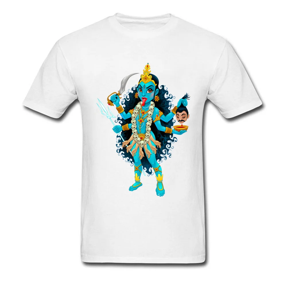 Crazy T Shirts Prevalent Crew Neck Kali goddess 100% Cotton Fabric Male T Shirt Customized Short Sleeve Tops Shirt Kali goddess white