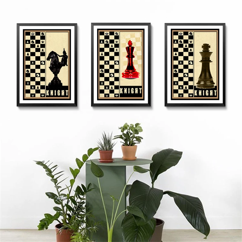 Knight Wall Art Print Poster Fashion Modular Picture Canvas Art Chess