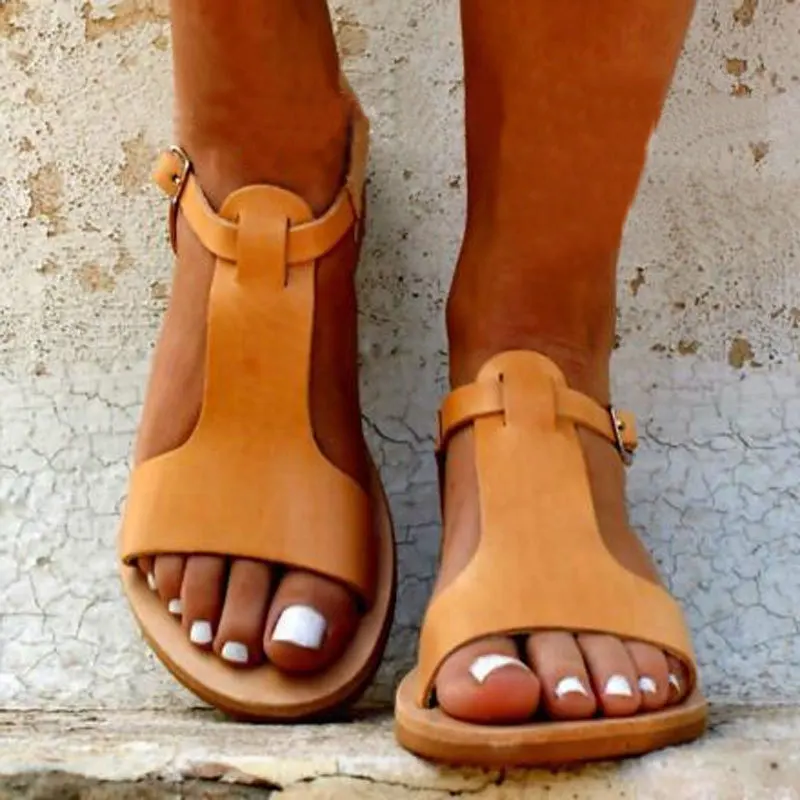 Классические женские сандалии; Новинка года; женские летние сандалии; кожаные сандалии на плоской подошве; женские Вьетнамки; Повседневная пляжная обувь для женщин; большой размер 43