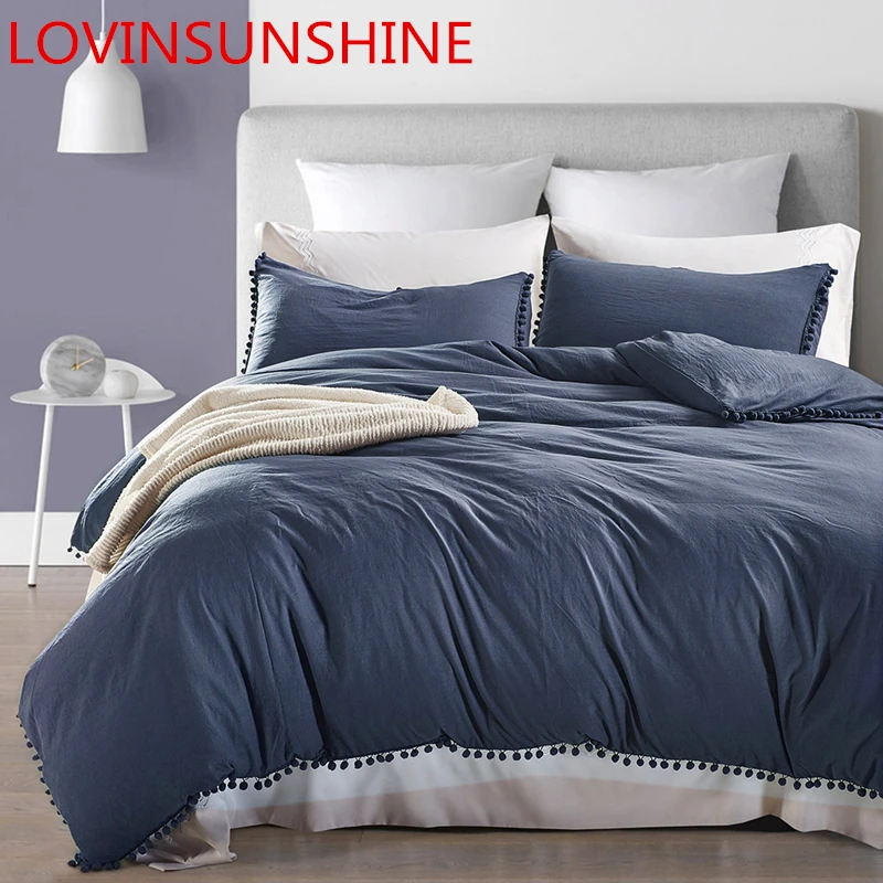 

LOVINSUNSHINE Bedding Set King Size Queen Duvet Cover Set Solid Comforter Bedding Set With Pillowcase SS08#