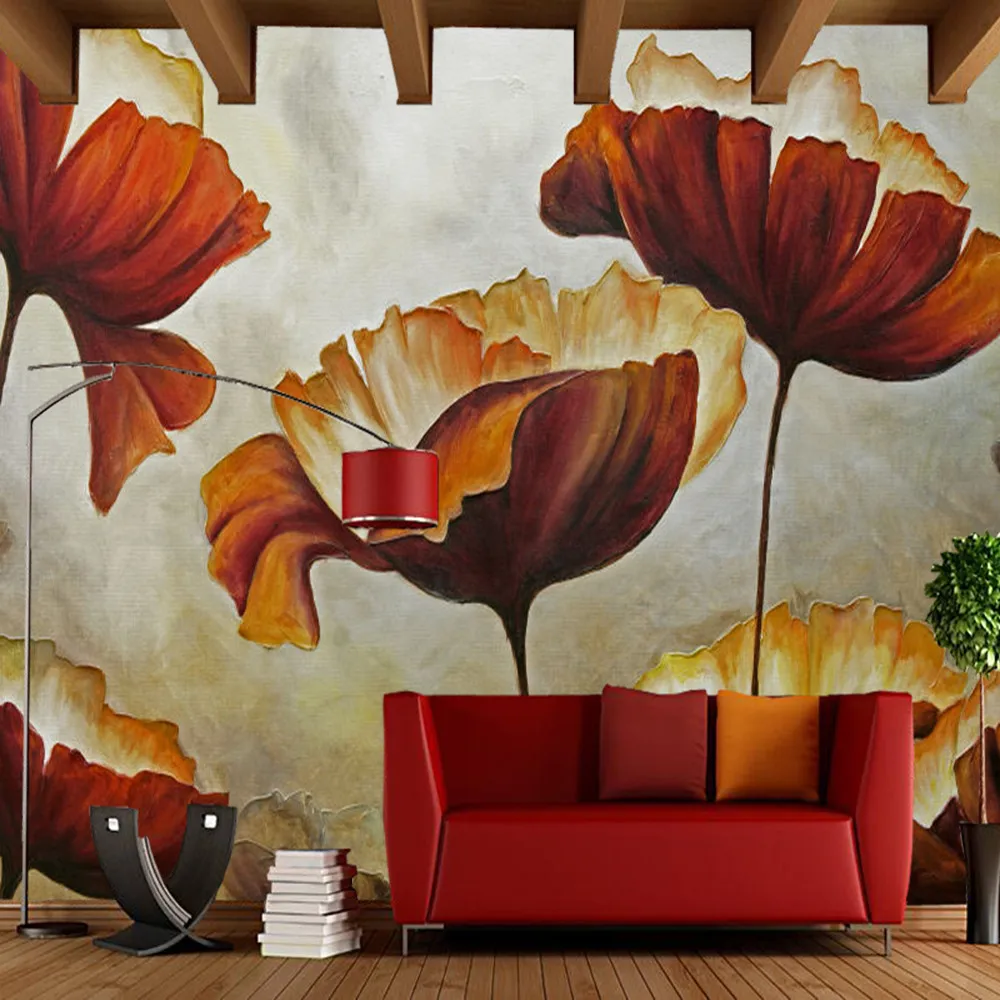 

A lotus leaf abstract painting custom 3d wallpaper papel de parede,living room sofa TV wall bedroom wall papers home decor mural