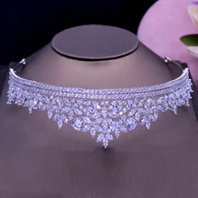 Elegant Cubic Zirconia Tiaras Headpiece Hair Jewelry Bride Accessories Headband White Gold Color Crown Party Show Gifts H-026