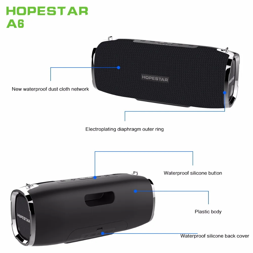 Bluetooth Колонка EStgoSZ HOPESTAR A6 Портативная Беспроводная Громкая звуковая система 3D