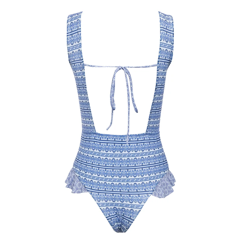 Bikinx Floral print bikinis 2018 mujer Sexy monokini bathing suit women bathers Push up 1 piece swimsuit ruffle swimwear bikini
