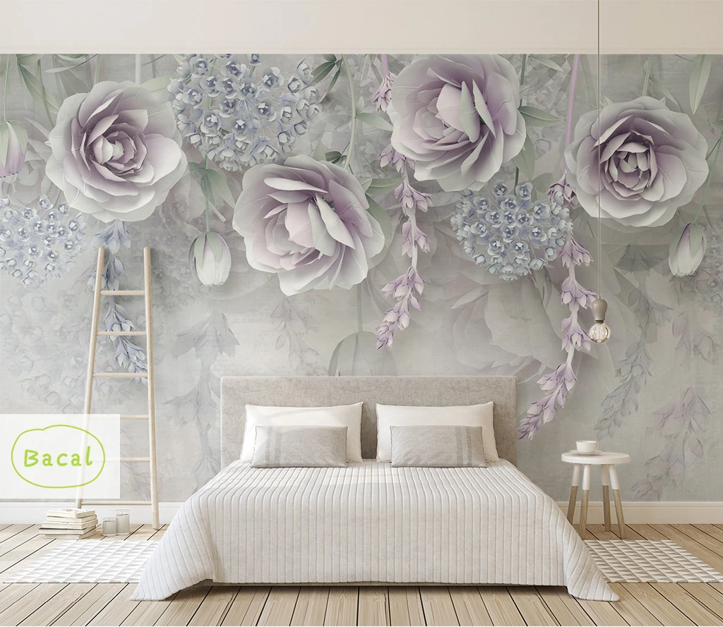 カスタム 3d 壁の壁画の壁紙壁レトロハンドペイントの花壁の絵画ホーム 5d 壁画の壁紙の花の装飾 壁紙 Aliexpress