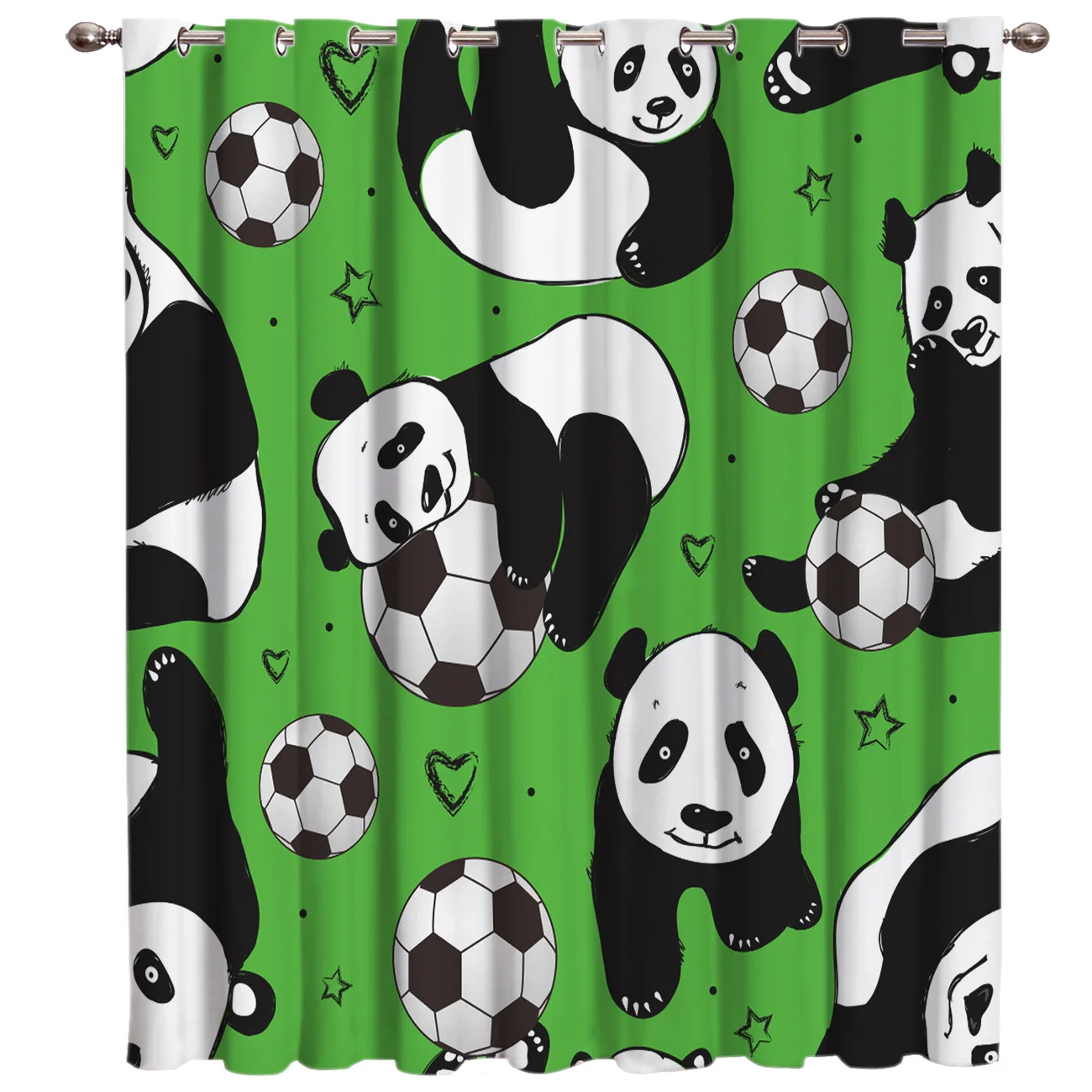 Panda Background Green Asian Football Game 3D Window Curtains for Living Room Bedroom Kitchen Cortinas Para Sala De Estar | Дом и сад