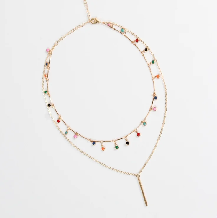 

FOMALHAUT Fashion Simple Colored Acrylic crystal chain Necklace Long Strip pendant Necklaces Women 2018 Jewelry XS-23