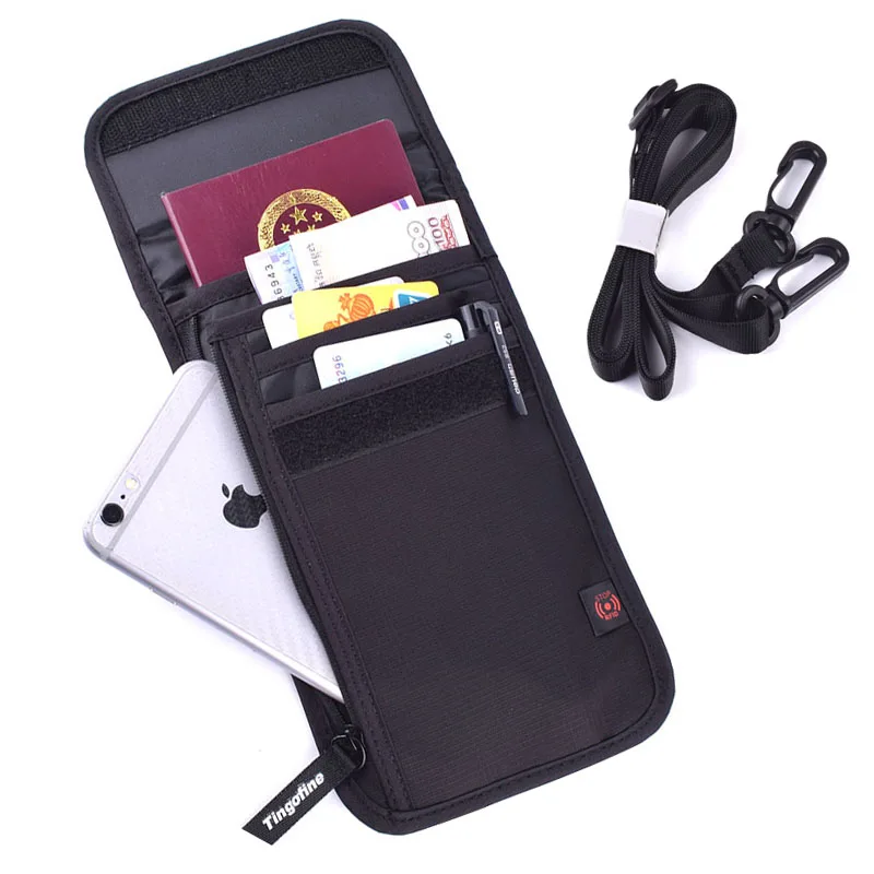 Ultra Slim RFID Anti Theft Travel Passport Holder Neck Bag