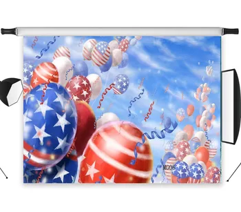 

Polyester & Vinyl Many Hydrogen Balloons With The American Flag Celebrate Backgrounds For Photo Studio Photography Backdrops