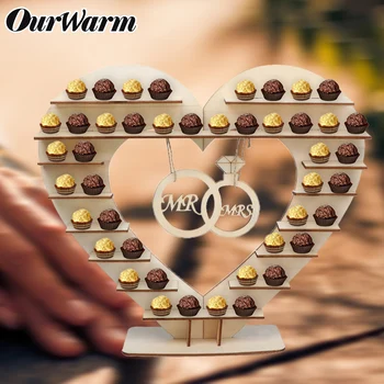 

OurWarm Wooden Cake Candy Bar Stand Chocolate Dessert Table Holder Gift For Guest DIY Wedding Birthday Baptism Party Decoration