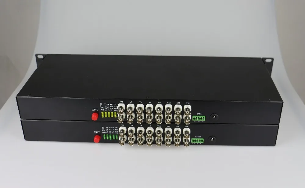 

1U 16-channel Digital Video/1-channel Data Fiber Optical media converter Transmitter Receiver FC/single mode 20KM For CCTV syst