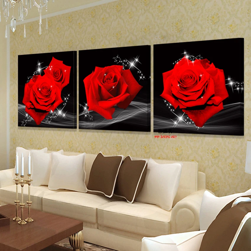 

modern decoration paintings wall art pictures for living room Print On Canvas oil painting home Red rose Flower picture no Frame