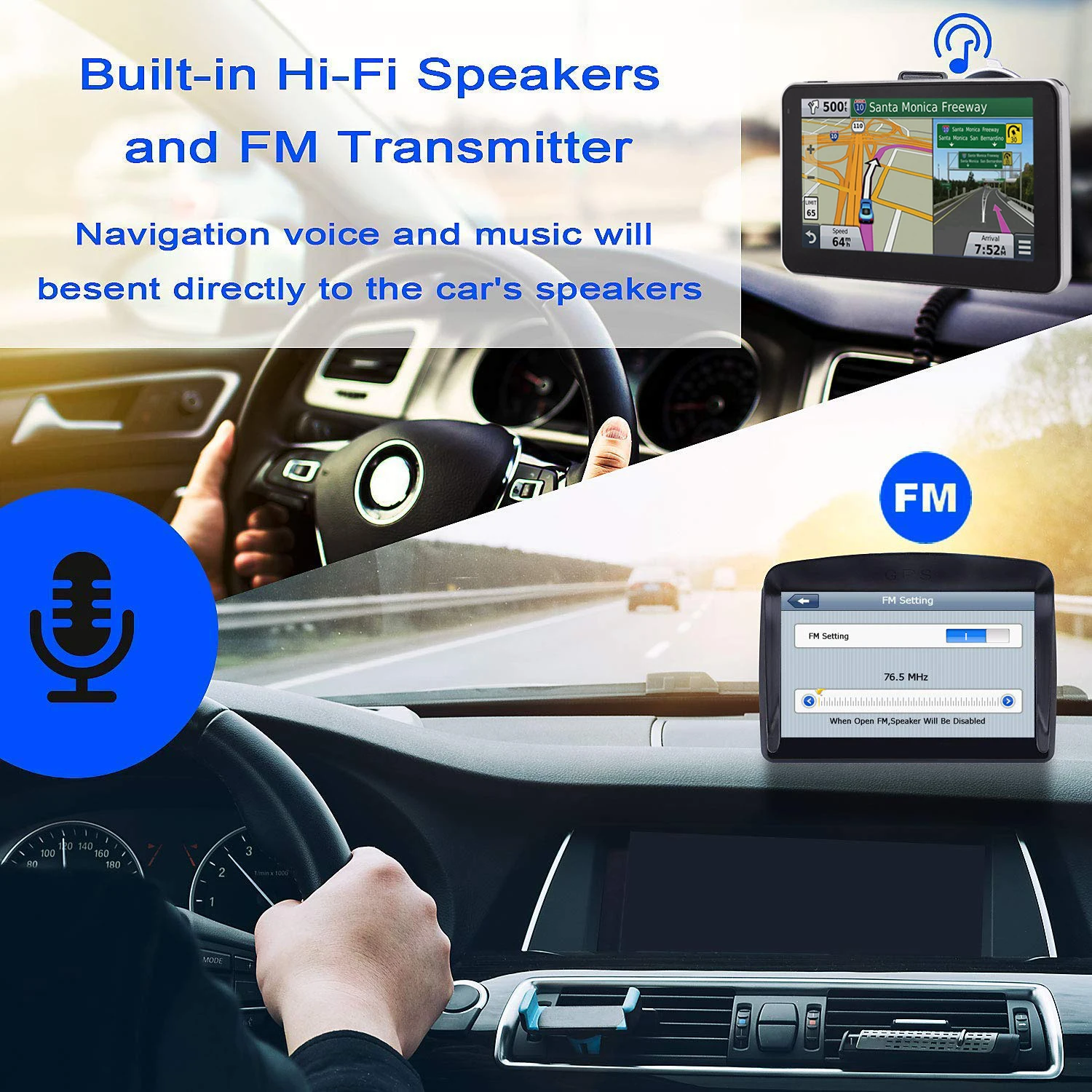 Автомобильный GPS навигатор 5 дюймов FM Bluetooth спутниковый запуск голосовой gps 128