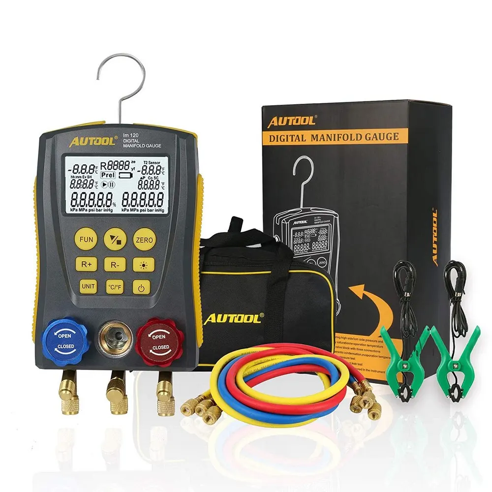 LM120+ Refrigeration Pressure Gauge Kit Kpa Mpa bar inHg PSI. Digital