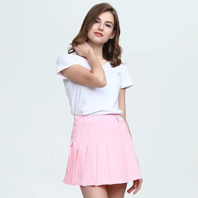 Women's Pleated Skater Prevent Exposed Skirts Black White Pink High ...