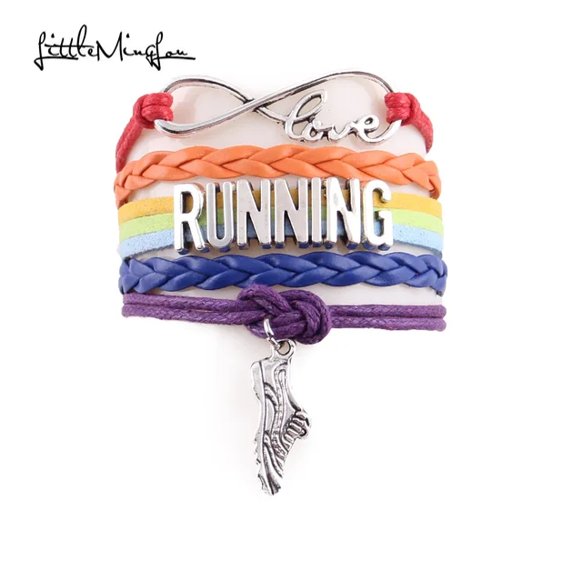Little Minglou Infinity Love Running Bracelet Shoes Charm Little Minglou Infinity Love Running Bracelet Shoes Charm Leather Rope Warp Men Bracelets Bangles