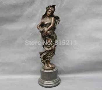 

bi001005 13'' Pure Bronze beauty Women Hand Hold Vase Statue Figurine