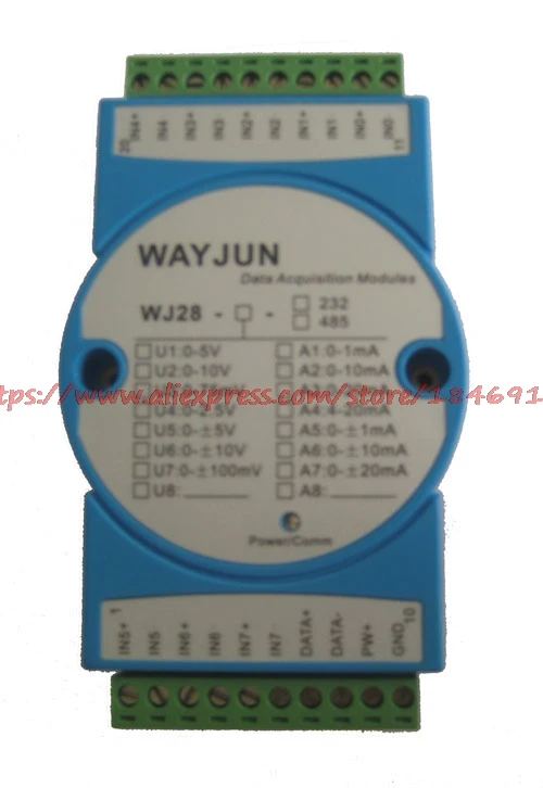 

Eight channel analog 4-20mA current transfer MODBUS RTU protocol RS485 acquisition module WJ28