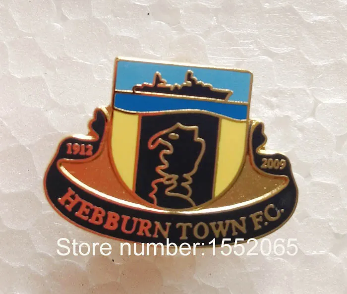 Custom FC Soccer Club HEBBURN TOWN FC Soccer Lapel Pin Badge in Pins