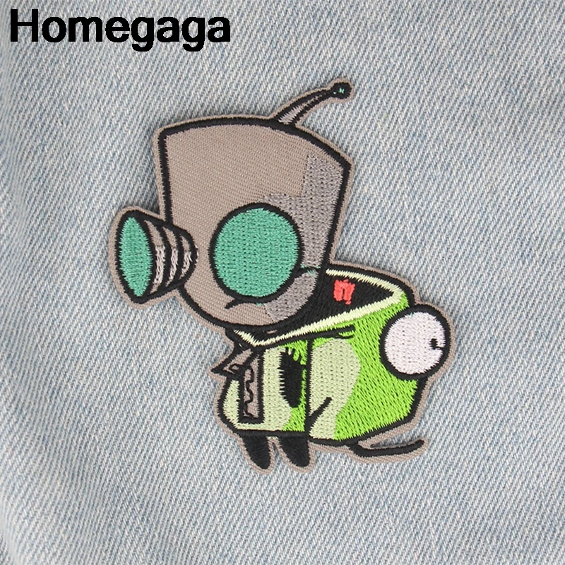 Homegaga Захватчик Зим мультфильм железные нашивки одежда para diy вышитые значки швейная аппликация Лоскутные наклейки D2230
