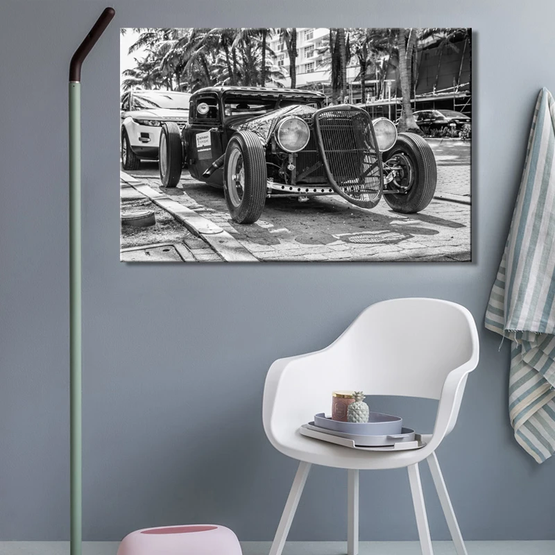 

Classical Car Posters and Prints Wall Art Canvas Painting Retro Car Decorative Pictures for Living Room Home Decor Gift No Frame