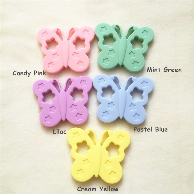 Chenkai 5PCS BPA Free Silicone Butterfly Teether Chewable Pendant Nursing Necklace Jewelry DIY Baby Shower Dummy Teether Toy Chenkai 5PCS BPA Free Silicone Butterfly Teether Chewable Pendant Nursing Necklace Jewelry DIY Baby Shower Dummy Teether Toy