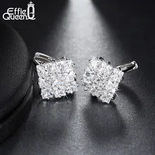 Effie queen, модные женские серьги, прозрачный кристалл, CZ, ювелирное изделие, квадратная клетка, дизайн, серьги-гвоздики для женщин, Brincos DDE19