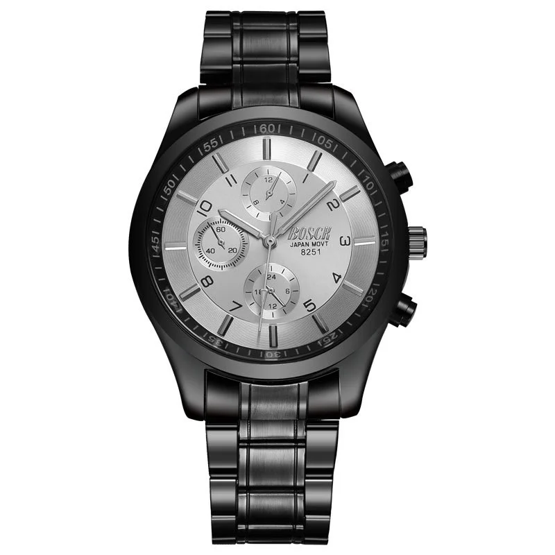 Топ люксовый бренд Bosck мужские водонепроницаемые часы с ремешком из нержавеющей стали военные черные кварцевые часы мужские деловые наручные часы - Цвет: Белый
