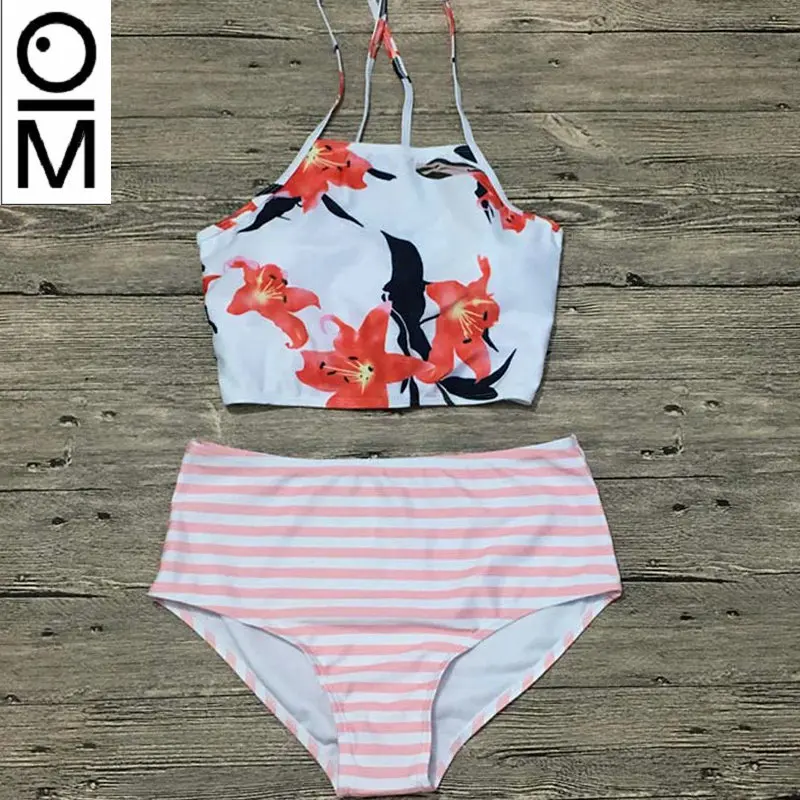 

OM High Neck Bikini Women Swimwear Bandage Push Up Swimsuit Sexy Biquini Beach Wear Switchback Brazilian Bikinis Bathing Suit