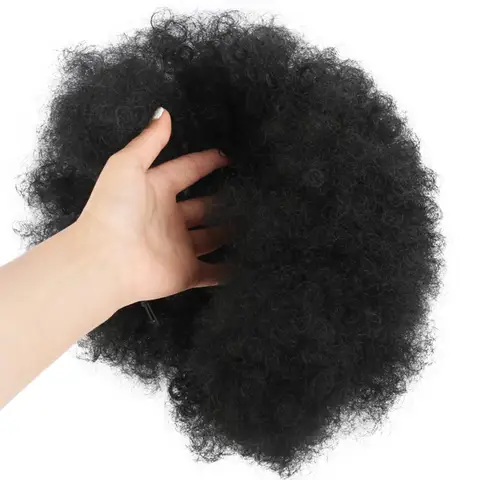 Rabo de Cavalo Extensões de Cabelo Pedaço de Cabelo Deyngs Sopro Afro Crespo Curto Encaracolado Sintético Chignon Bun Cordão