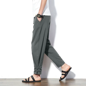 

Free shipping plus size Limited Promotion Casual Regular Military Chinese Wind Closing Haren Men Pine Linen Pants Feet