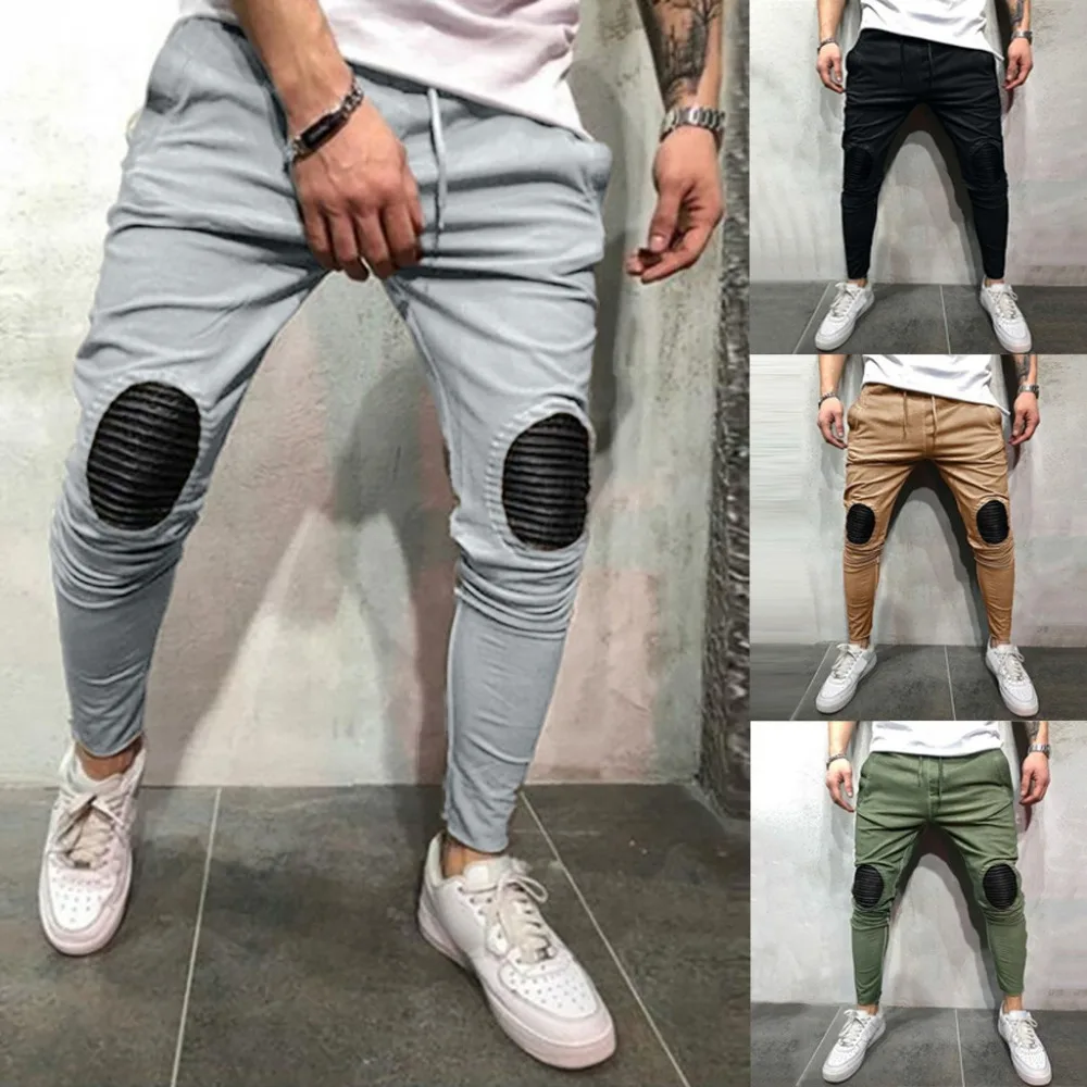 

2019 Hot Sales Mens Spring Winter Joggers Solid Patchwork Drawstring Sweatpants Trouser Pants High Quality And Comfortable