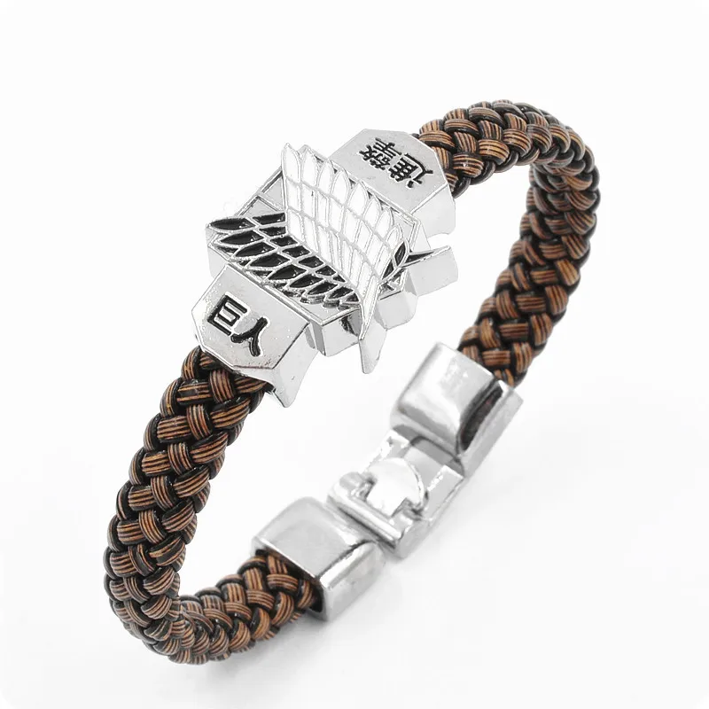 Attack on Titan Scouting Corps Anime Leather Bracelet DEATH NOTE Metal Accessories Cosplay Collection