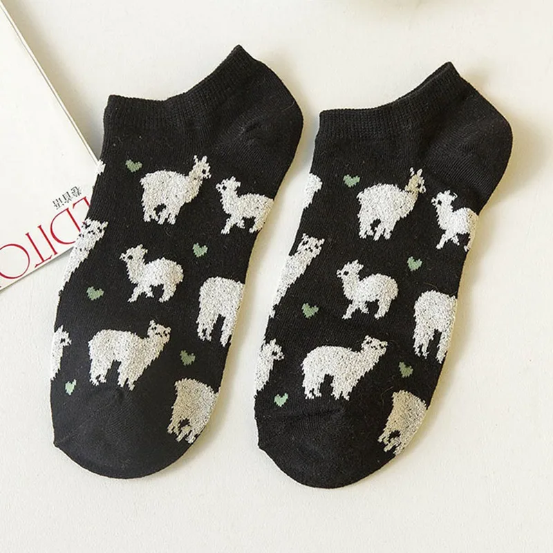 Короткие носки для взрослых, невидимые маленькие носки с сердечками, с изображением животных, для фермы, для животных, ламы, как пушистая Овечка, удобные, удобные, хлопковые