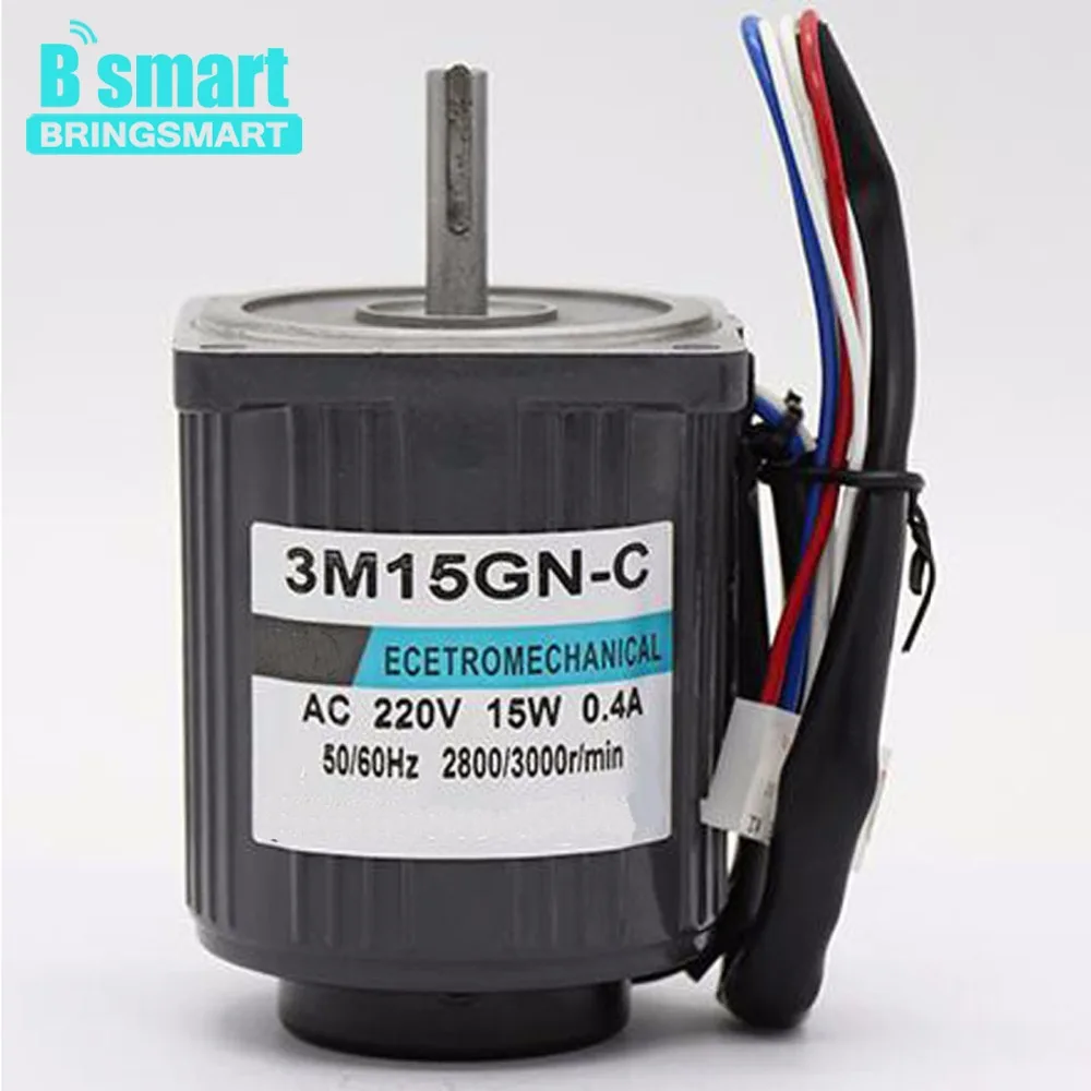 

Bringsmart 3M15GN-C Optical Shaft AC Motor High Speed 220V 15W Mini Reversible Regulation Motor with Speed Controller 1400rpm