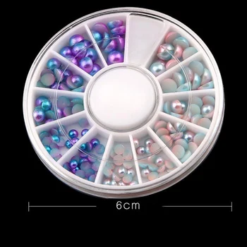 

JEARLYU 10pcs 3D Gradient Colors Flat Back Pearls Glitter Rhinestones Nail Decoration Acrylic Ongles Decoration Nail Art Tools