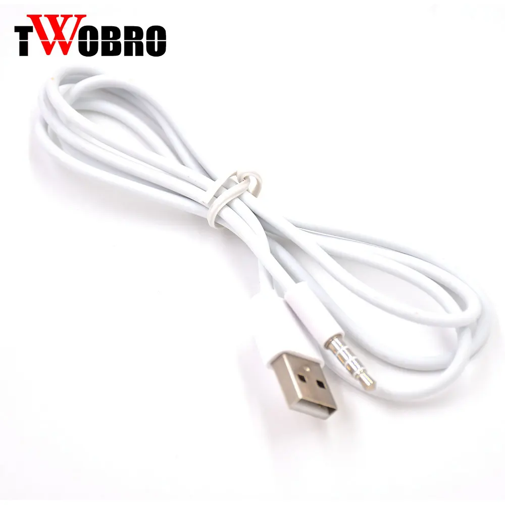 2015 New High Quality Portable 3.5mm AUX Audio Plug Jack to USB 2.0 Male Charge Cable Adapter Cord for Car MP3/4