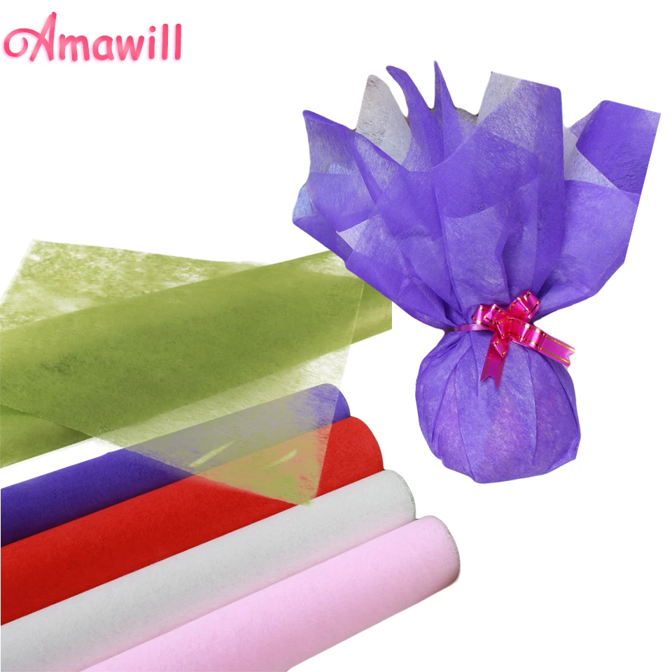 Amawill 45pcs/lot Solid Color Cotton Paper Florist Supplies Flower