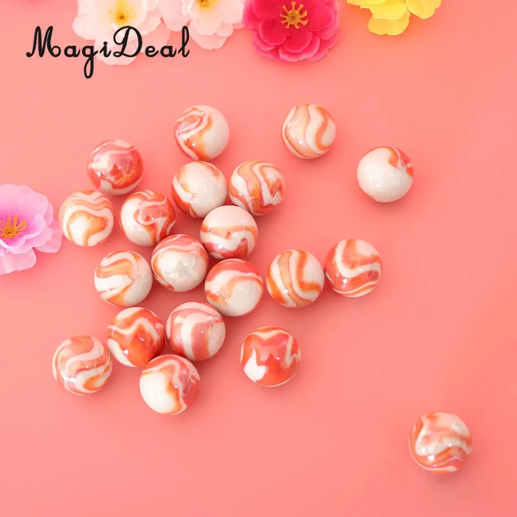 20pcs 25mm Floral Stripes Glass Marbles, Kids Marble Run Game, Marble Solitaire Toy Accs Vase Filler & Fish Tank Home Decor