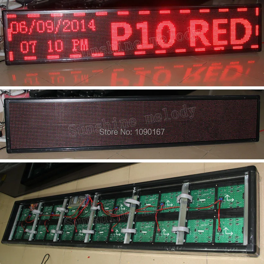 

DIY P10 Red Semi-outdoor LED display sign, 200cm*40cm (Semi-outdoor Red LED module + 5V power supply + control card + cable)