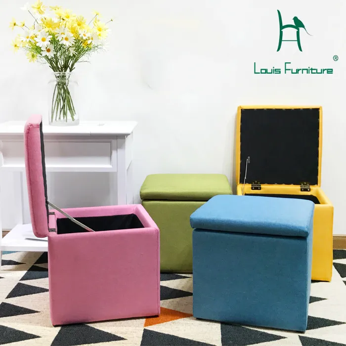 

Louis Fashion Stools Ottomans Modern Simple Household Cloth Art Storage Multi-functional Can Sit Solid Wood Change Shoes