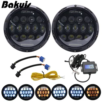 

2pc RGB 7 inch Led Headlights for Lada Niva 5D RGB Turn Signal Color Changing Daytime Running Lights Led for Jeep Wrangler